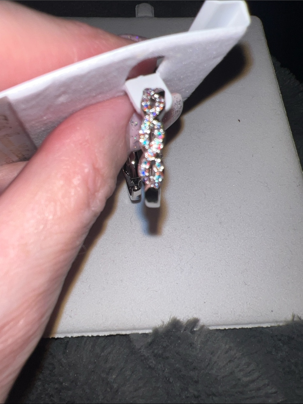 Sparkling Multi-Stone Silver-Tone Hoop Earrings - Iridescent Stones